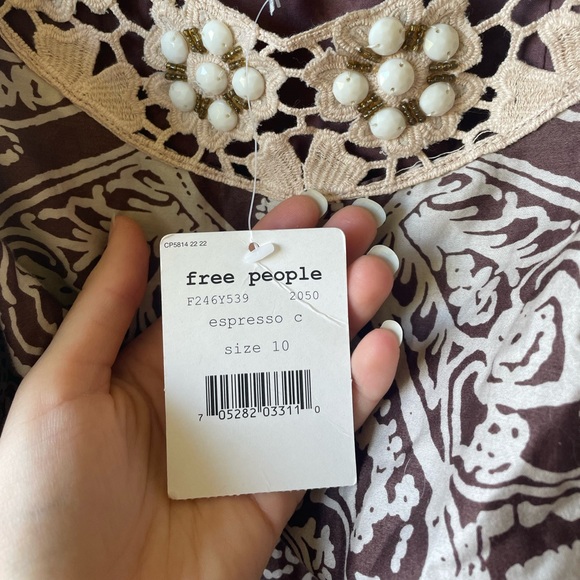 NWT Free People Folklore Shift Dress in Espresso Brown Size 10 - Picture 9 of 9